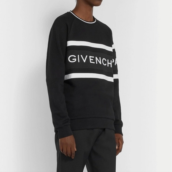 Givenchy Logo Embroidered Striped Crewneck Sweatshirt Slim Fit - Picture 2 of 12